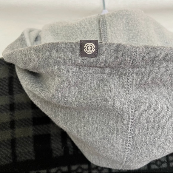 Element Button Down Black and Gray Plaid Drawstring Hooded Jacket Size XL - Picture 3 of 10